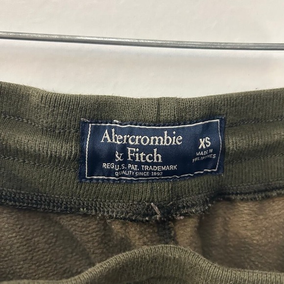Vintage Abercrombie & Fitch Logo Print Green Camo Jogger Sweatpants Men's XS - Picture 3 of 7